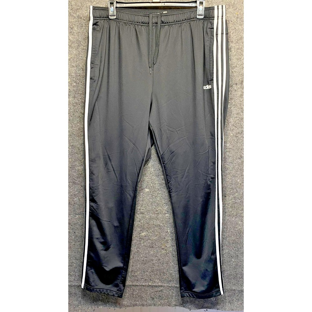 Adidas Men's 3XLT Black White Striped Track Pants Polyester Athletic Drawstring